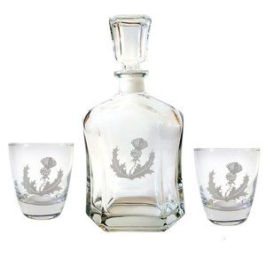 Scottish Thistle Decanter & Rocks Glass Set